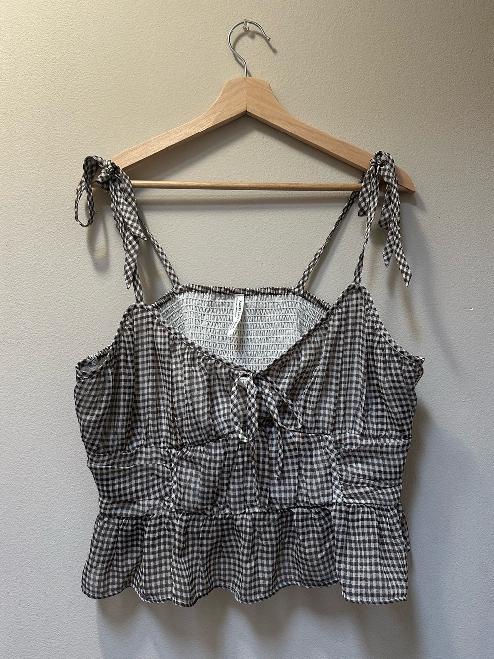 American Eagle Gingham Babydoll Top